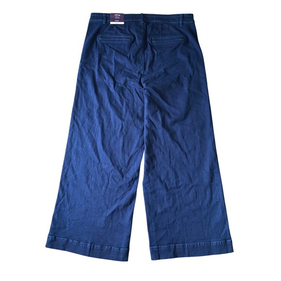 Ava & Viv Womens Wide Leg High-Rise Relaxed Fit Dark Blue Denim Pants - Picture 4 of 16